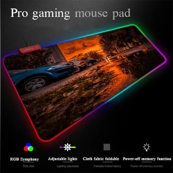 

Yuzuoan Programming Mouse Pad Sunset Street Scene Locking-edge Thickened RGB Gaming Mouse Pad LED Colorful Light Illumination