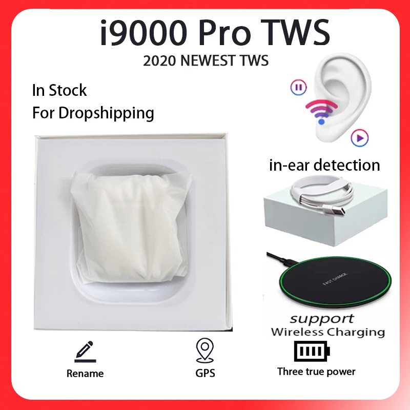 Original I9000 Pro TWS Headphone Wireless Bluetooth Earphones Hi-Fi Stereo Earbuds Pk I9000 Tws I90000 I99999 Pro Tws Earphones