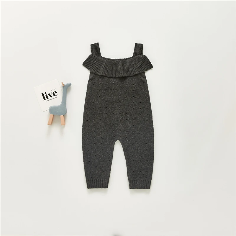 0-3Y Baby Knitted Jumpsuit for Newborns Casual Solid Strap Rompers Playsuits Spring Autumn Cotton Kids Clothes Girls Costumes cute baby bodysuits Baby Rompers