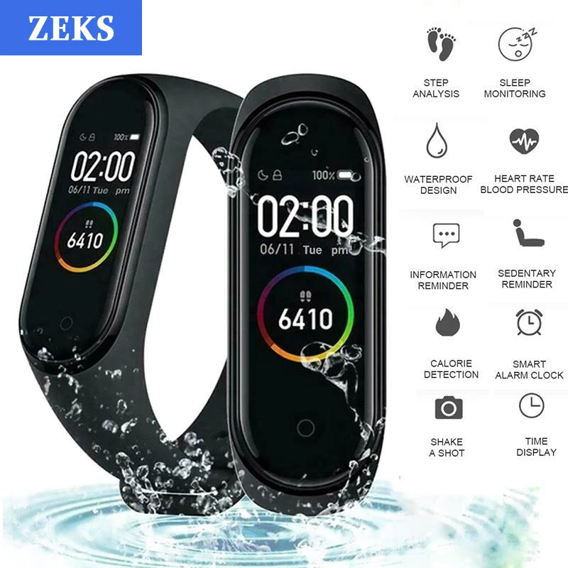 

ZEKS Color Screen Smart Wristband Heart Rate Monitor Fitness Activity Tracker Smart Band Blood Pressure Music Remote Control