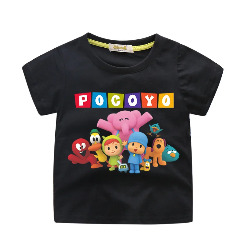 Pocoyo/одежда с 3D принтом для мальчиков и девочек, летняя одежда для футболок Детские футболки с короткими рукавами для малышей, топы, WJ222