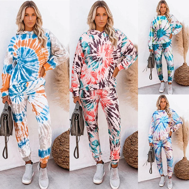 

Casual Suit Two Piece Set Women 2020 Tracksuit Sets Womens Outfits Print Hooides Tops Sweatpants Sweatsuit Ropa Mujer ододи