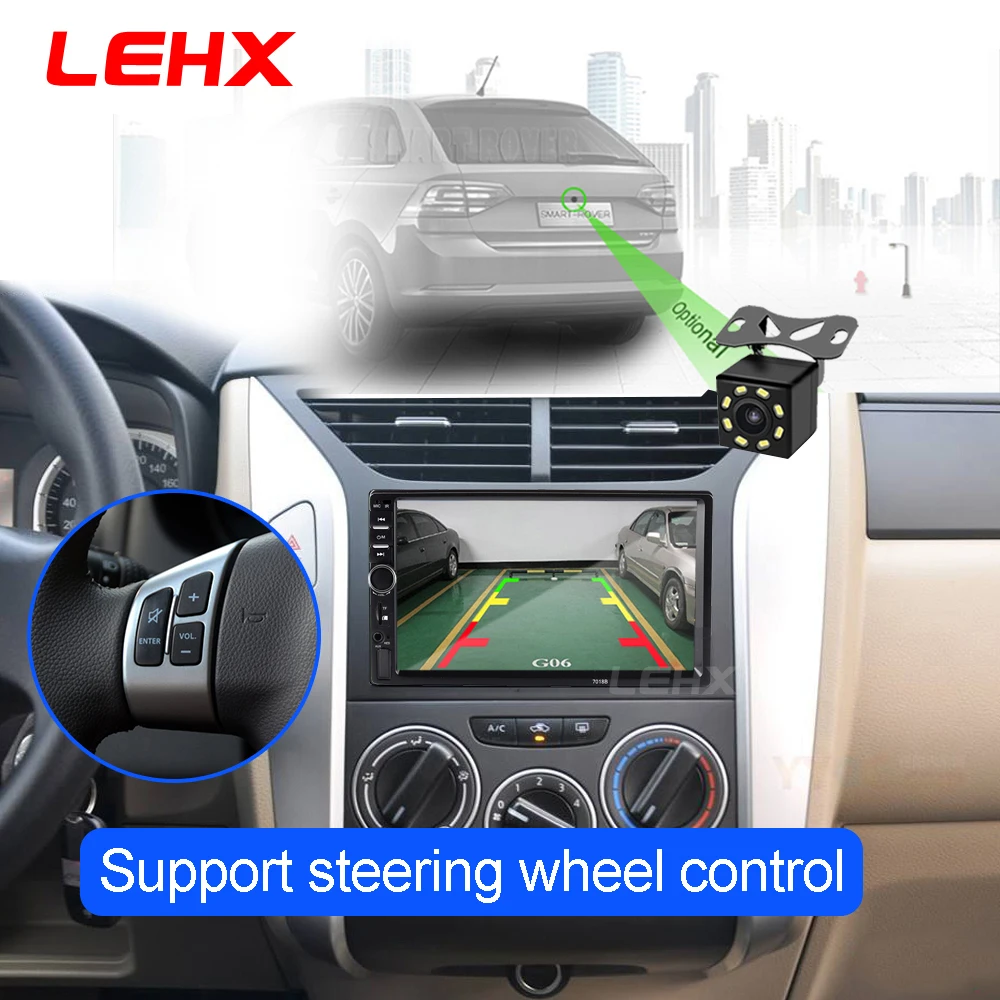LEHX 2 Din 자동차 라디오 스테레오 FM 오디오 스테레오 MP5 플레이어 블루투스 7 터치 스크린 USB SD Autoradio Apple Carplay 안드로이드 Auto