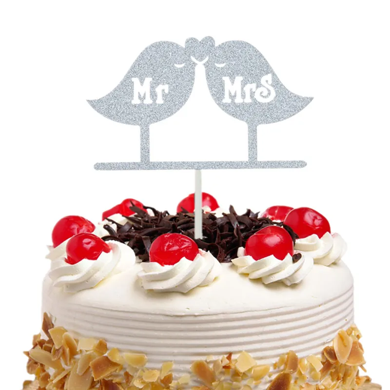 Свадебный торт Топпер любовь птицы Mr Mrs кексы флаги уникальный свадебный подарок