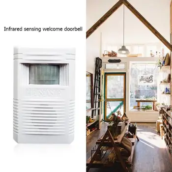 

Shopping Mall PIR Sensor Welcome Doorbell Smart Wireless Alarm Door Bell Chime for Store Convenience Store Customizable Voice