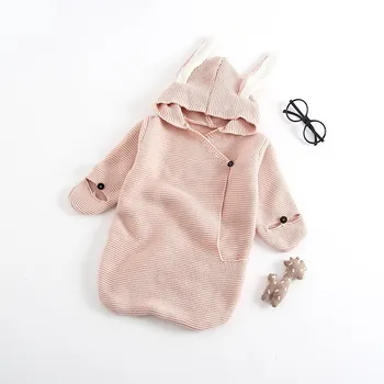 

Autumn Baby Sleeping Bag Is Stereo Newborn Baby Clothes New Romper Bunny Ears Knitted Baby Romper