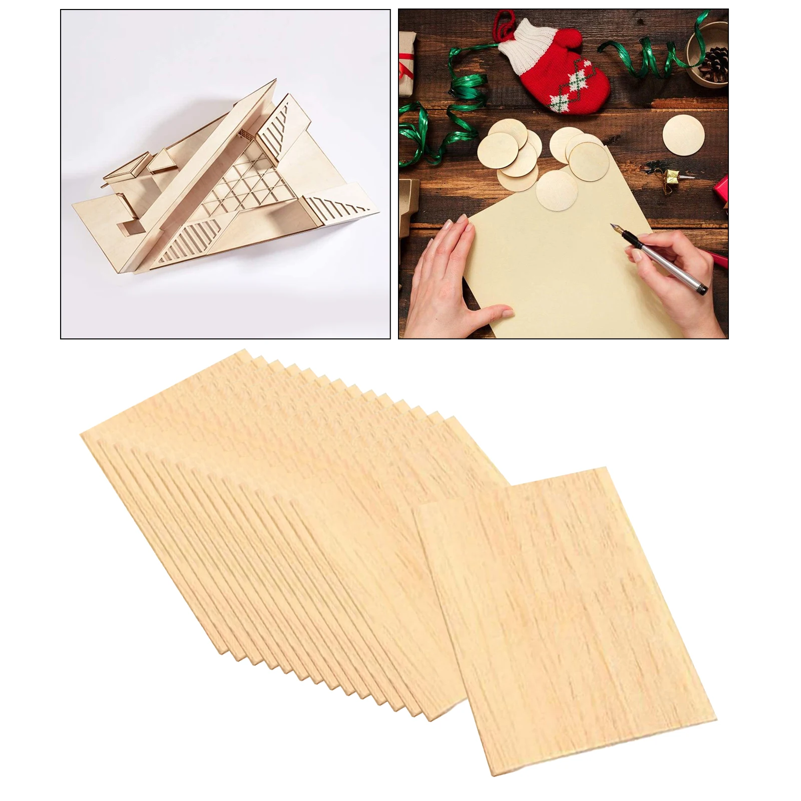 15Pcs Wooden Square MDF Plaque Unfinished Blank for DIY Pyrography Woodworking