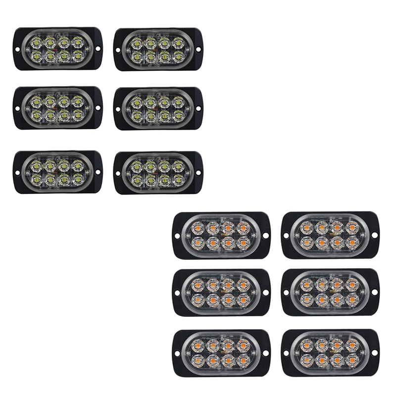 6 Pack 8-Led Flash Recovery Warning Strobe Car Auto Urgency Emergency Signal Light Fog Flashing Light