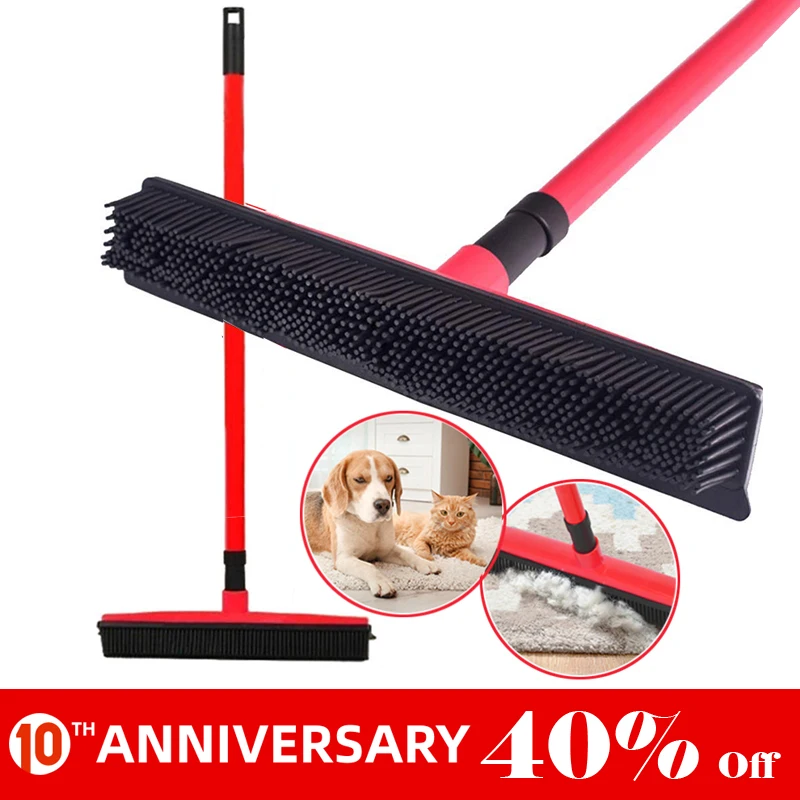 rubber extending broom ideal for pet hair or hairdressers 