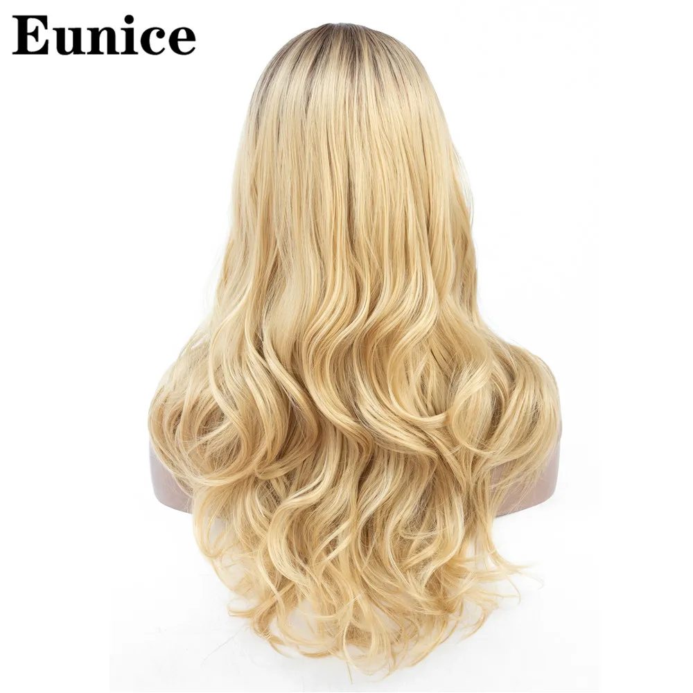 Ombre Light Blonde Длинные волосы волнистые парики высокой плотности температура Синтетические парики натуральный черный Омбре серый/Блонд/коричневый косплей волос для женщин Eunice - Цвет: Ombre Light Blonde