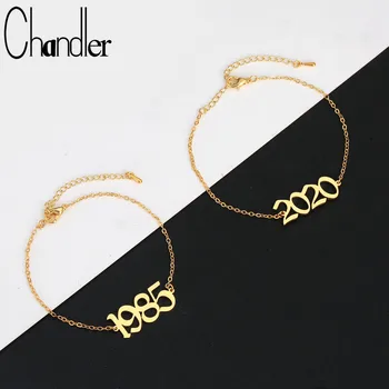 

Chandler Birth Year Number Bracelet for Women Year 1980 1989 2000 Birthday Gift from 1980 to 2019 Stainless Steel Anklet
