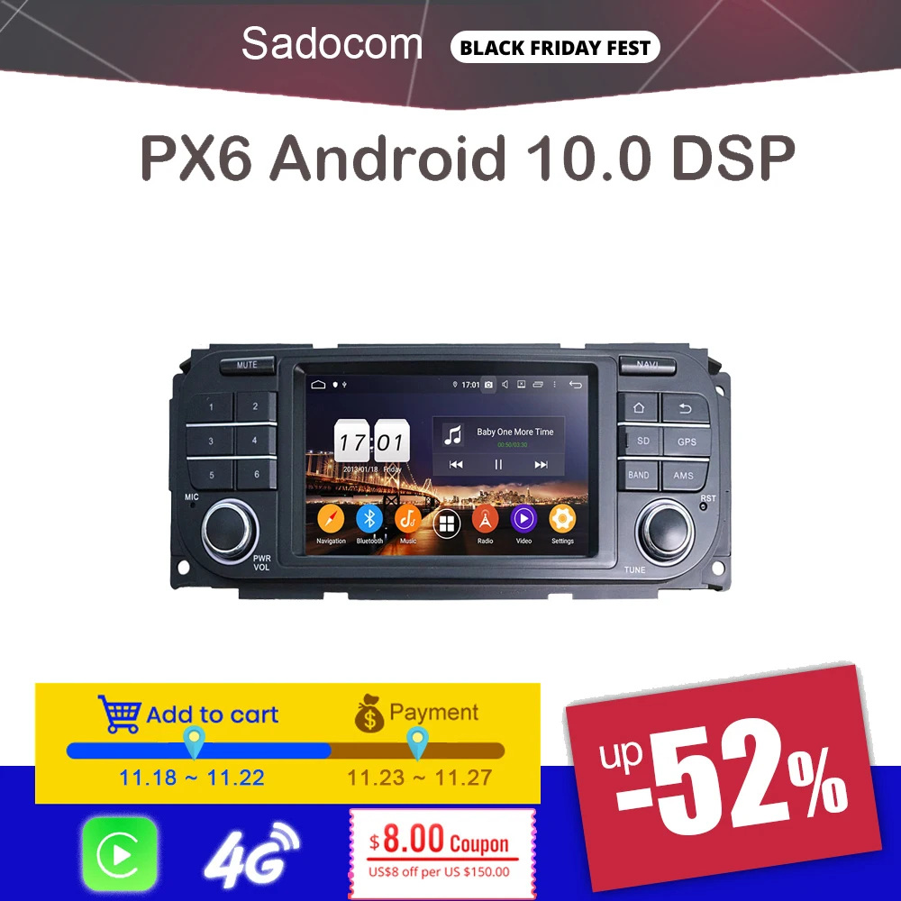 Автомобильный DVD-плеер PX6 DSP 2 din Android 300 4 Гб ОЗУ 64 ПЗУ Авторадио для Jeep Liberty Sebring Grand