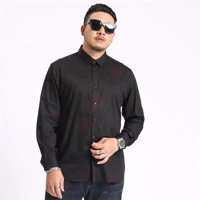 Принт плюс большой размер 5XL 6XL 7XL 8XL Повседневная рубашка с длинными рукавами новая весенняя Высококачественная модная мужская рубашка - Цвет: 1