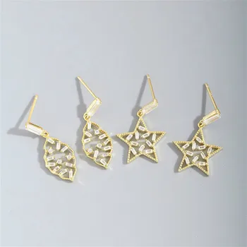 

Moon Star Gold Drop Earrings For Women Real 925 Sterling Silver Fine Jewelry Cubic Zirconia Earings Fashion Jewelry 925-722
