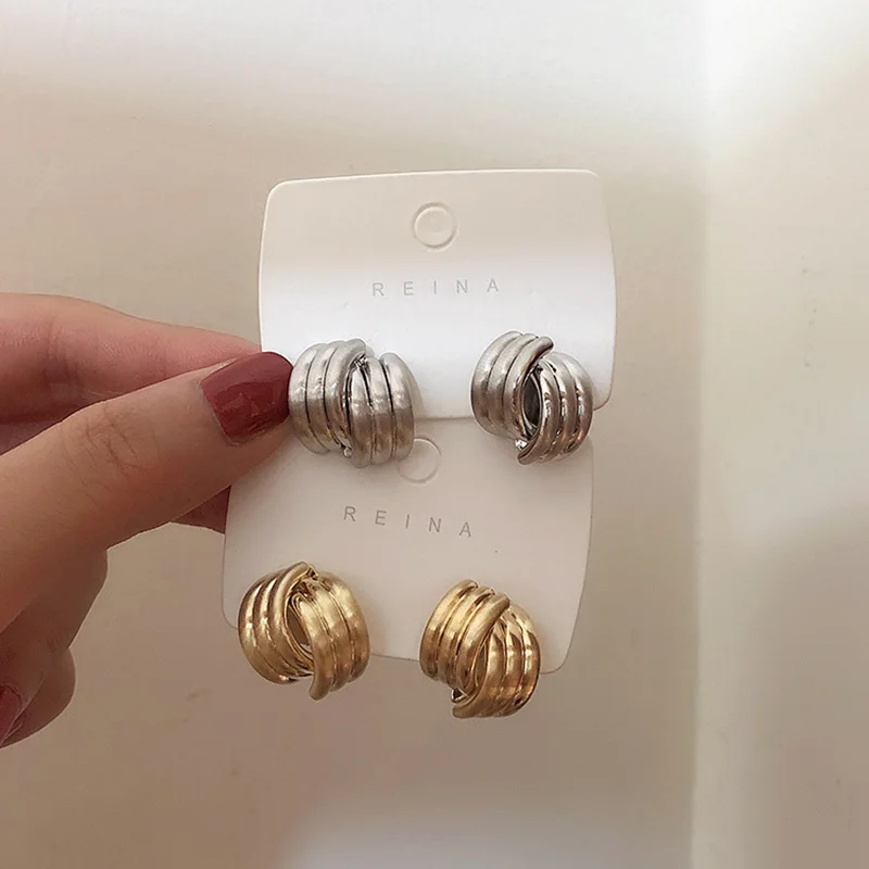 

S925 Sterling Silver Post Anti-allergy Daily Basic Cross Button Geometric Studs Gold Silver Color Small Stud Earrings for Women