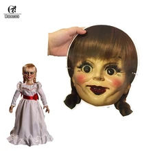 ROLECOS жуткая кукла в маске Хэллоуин Annabelle жуткий, пугающий полный головы Бумажная Маска Косплей Аксессуары маскарадные реквизиты для вечеринки