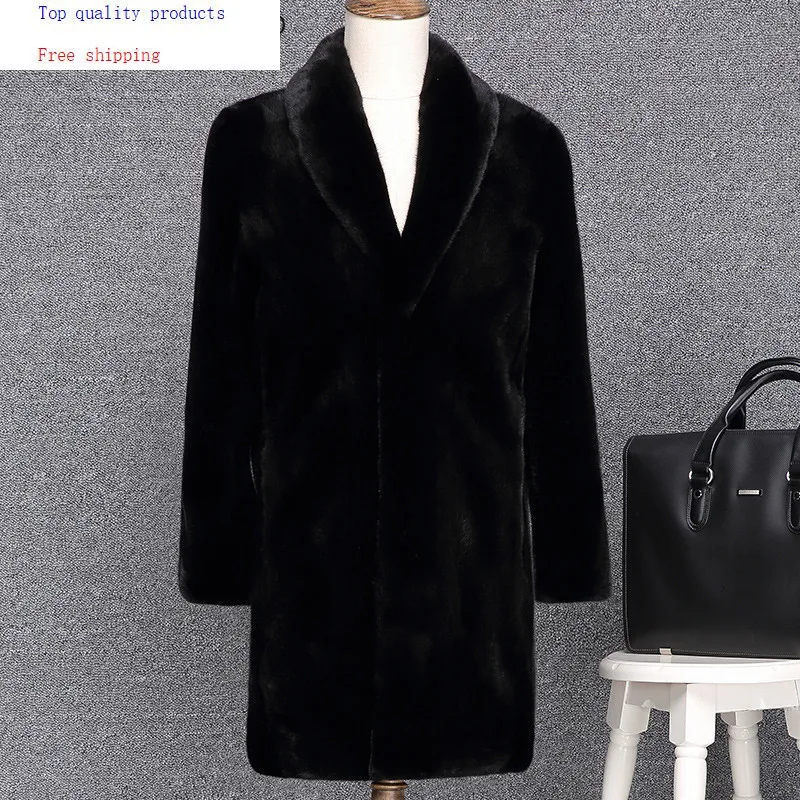 2020 натуральная норковая шуба Мужская Длинная зимняя куртка мужские пальто из