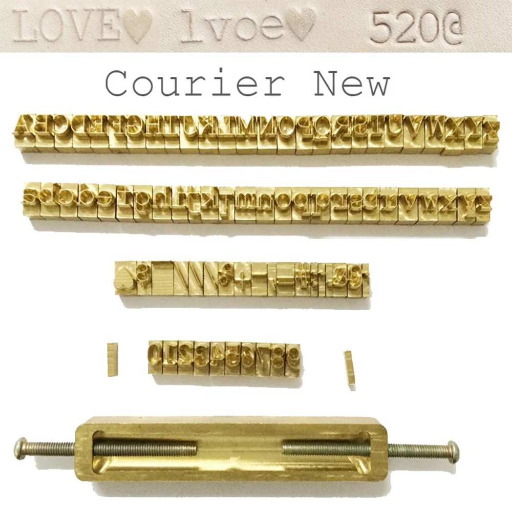Courier New font style brass hot foil stamping letters ,based on "A" height 6mm