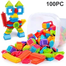 100 pçs 3d blocos de construção brinquedos cerda forma telhas construção playboards cérebro jogo brinquedos para crianças zabawki dla dzieci