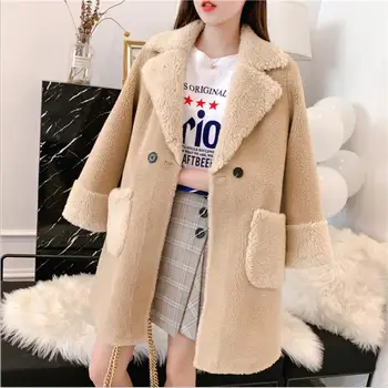 

Winter Coat Women Faux Fur Jacket Lapel Single Breasted Pocket Solid Color Casual High quality fashion temperament Faux Fur Coat