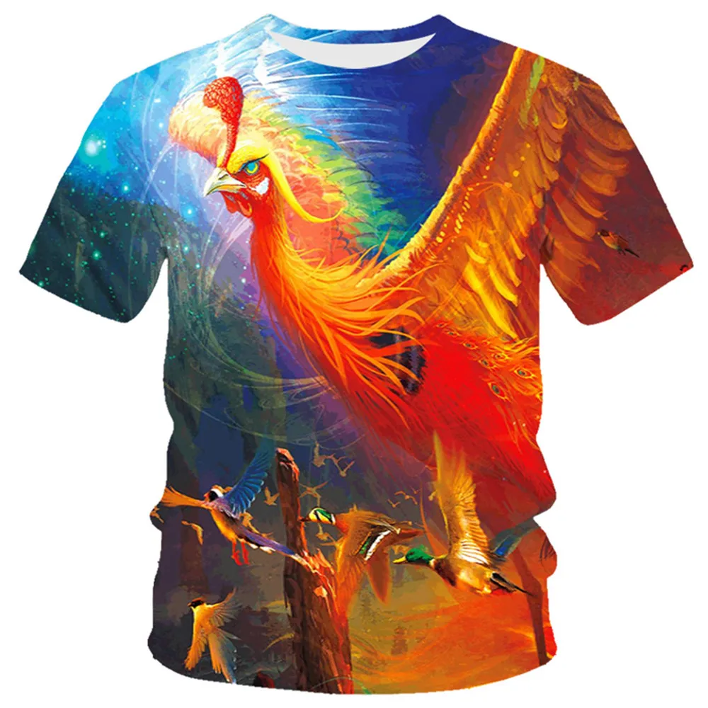 

2021 New Flame Men's T-Shirt Phoenix Eagle Graphic Print Harajuku Funny Animal T-Shirt Casual And Lively Short Sleeve