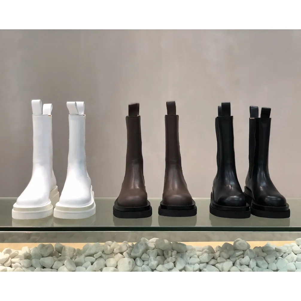 Ботинки из натуральной кожи; женские ботинки «Челси»; женская обувь на платформе; сезон осень-зима; Женская водонепроницаемая обувь на толстом каблуке; коллекция года; женская обувь