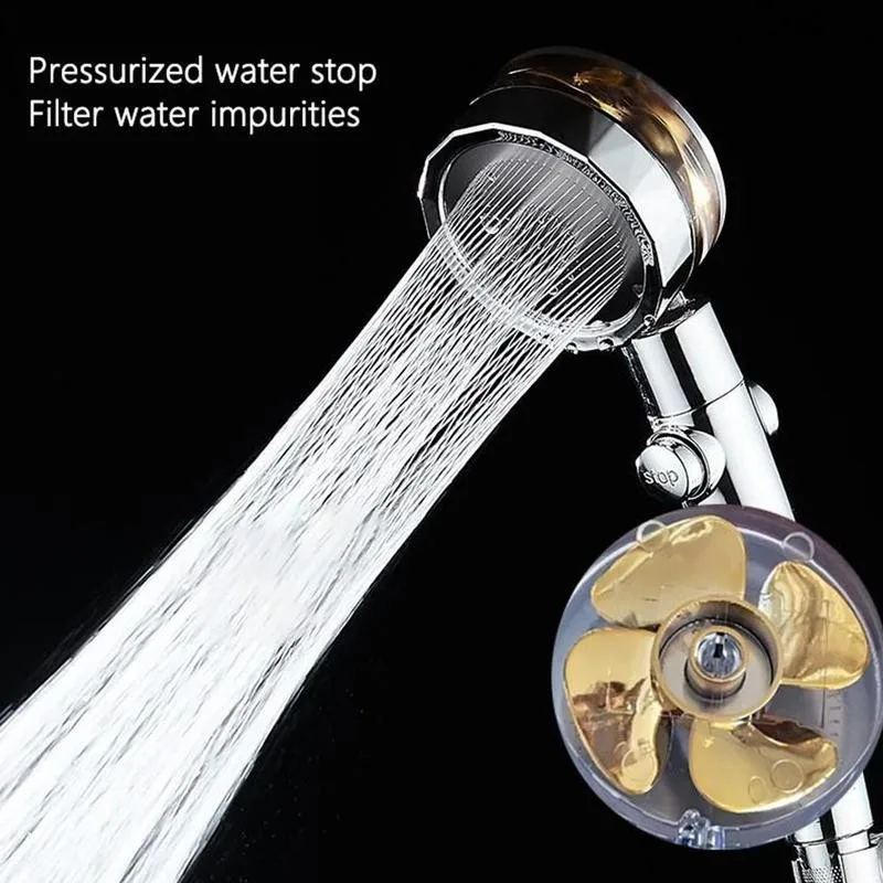 360 Power Shower Head Propeller Shower Head With Fan Eco Strong Current