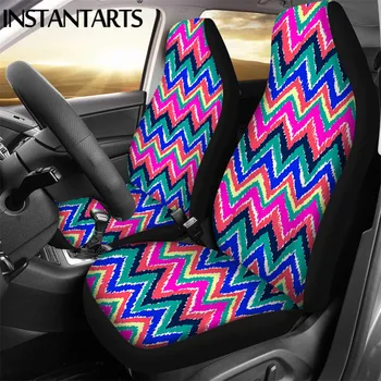 

INSTANTARTS Colorful Stripe Pattern Fashion Car Interior Seats Protector Slip-Resistant Front Car Seat Covers High Quality Sheet