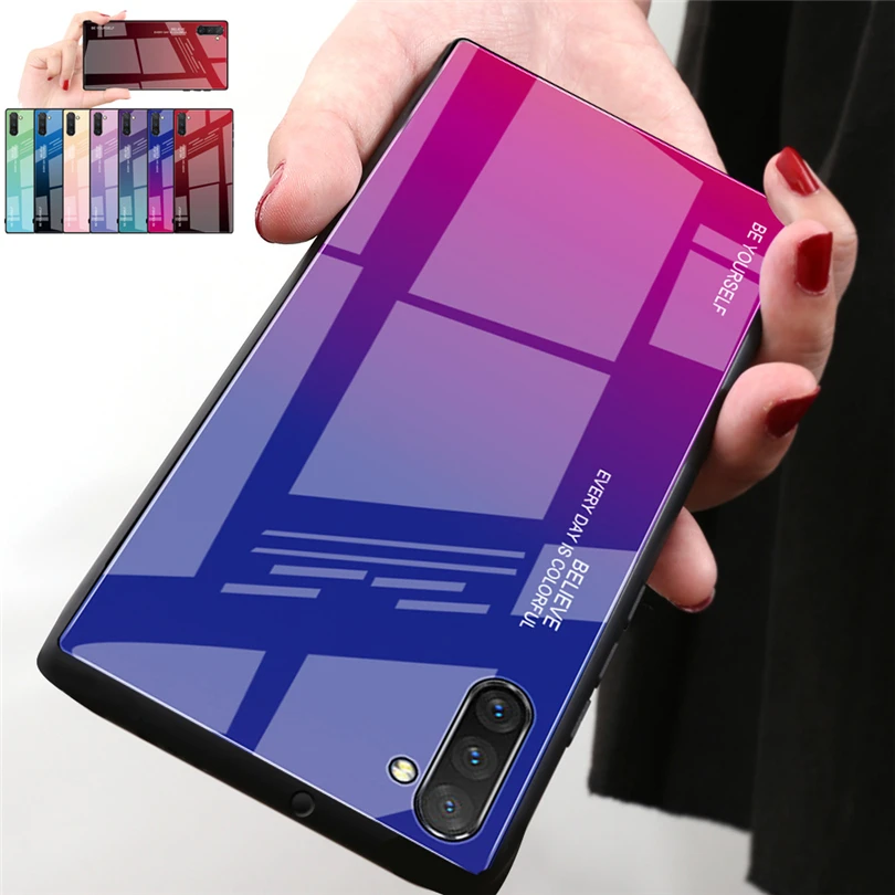Чехол для Samsung Galaxy S10 Note 10 Plus Жесткий из закаленного стекла с градиентом 8 9 5G S10E |