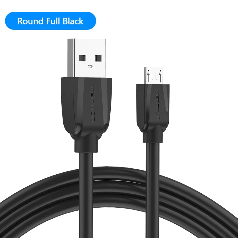 Vention Micro USB кабель провод для быстрого заряда для Android мобильного телефона синхронизации данных Кабель зарядного устройства 3 м 2 м 1 м для samsung htc Xiaomi sony - Цвет: Full Black