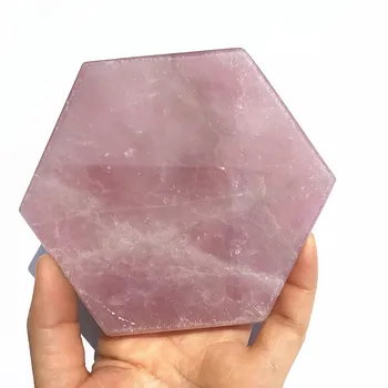 

Rose Quartz Pad Pink Shape slice Natural Stone Gems Crafts Coaster Cup Holder Crystal Mat Home Decorative plates