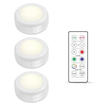 

Round LED Lamp Under Cabinet Lighting Free Wiring Punch-free Surface Ceiling Night Light Indoor Home Cupboard Ceiling Lights