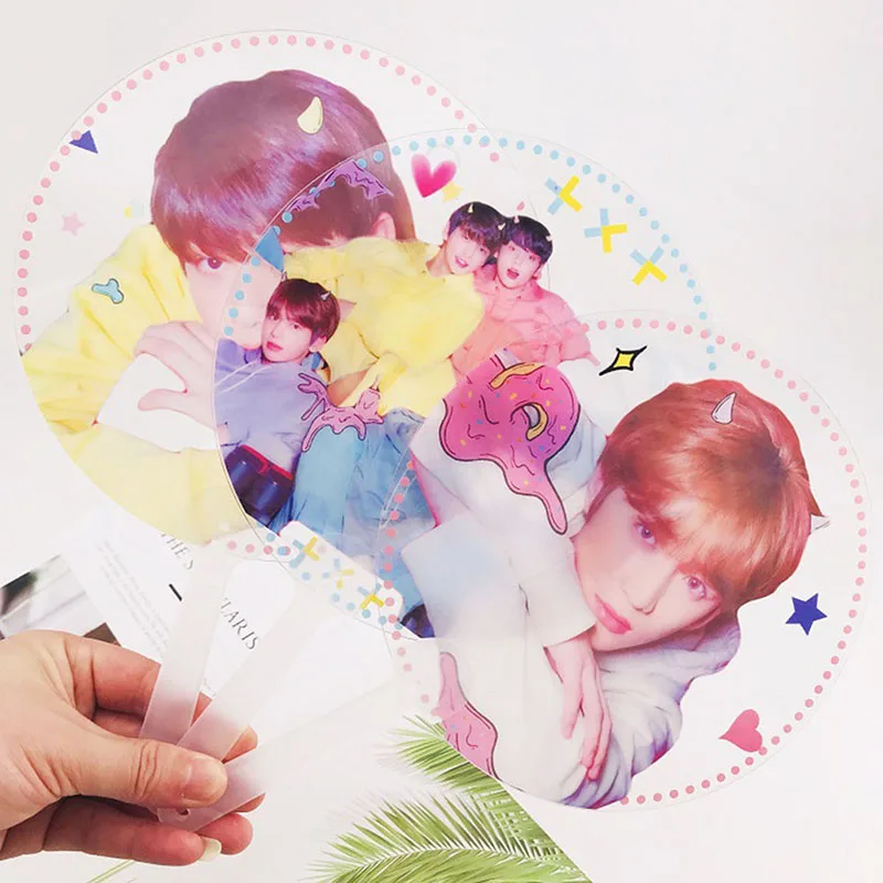 Kpop TXT фото ручной вентилятор Soobin Yeonjun прозрачный ПВХ ручной вентилятор Taehyun Hueningkai летний канцелярский подарок