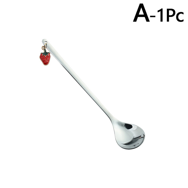 Fruit Pendant Coffee Spoons Teaspoon Mixing Stirring Dessert Spoon Table Decor Christmas Party Gift Kitchen Tool
