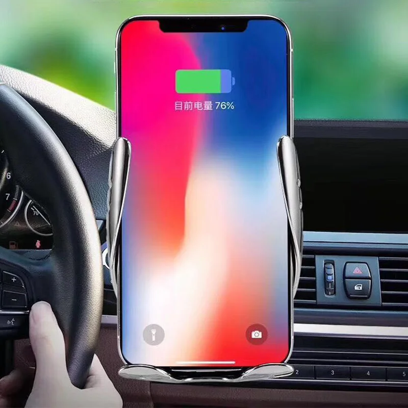 Qi автомобильное беспроводное зарядное устройство для iPhone XS Max XR X samsung S10 S9 Note9 интеллектуальный инфракрасный Быстрое беспроводное зарядное устройство для телефона Автомобильный держатель