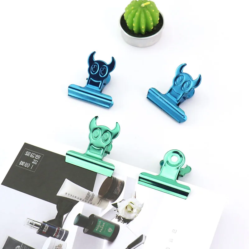 

10pcs/box Metal Binder Clips Bull Shape Paper Clip Clamp Office School Binding Supplies Notes Book Marks Clips 40mm