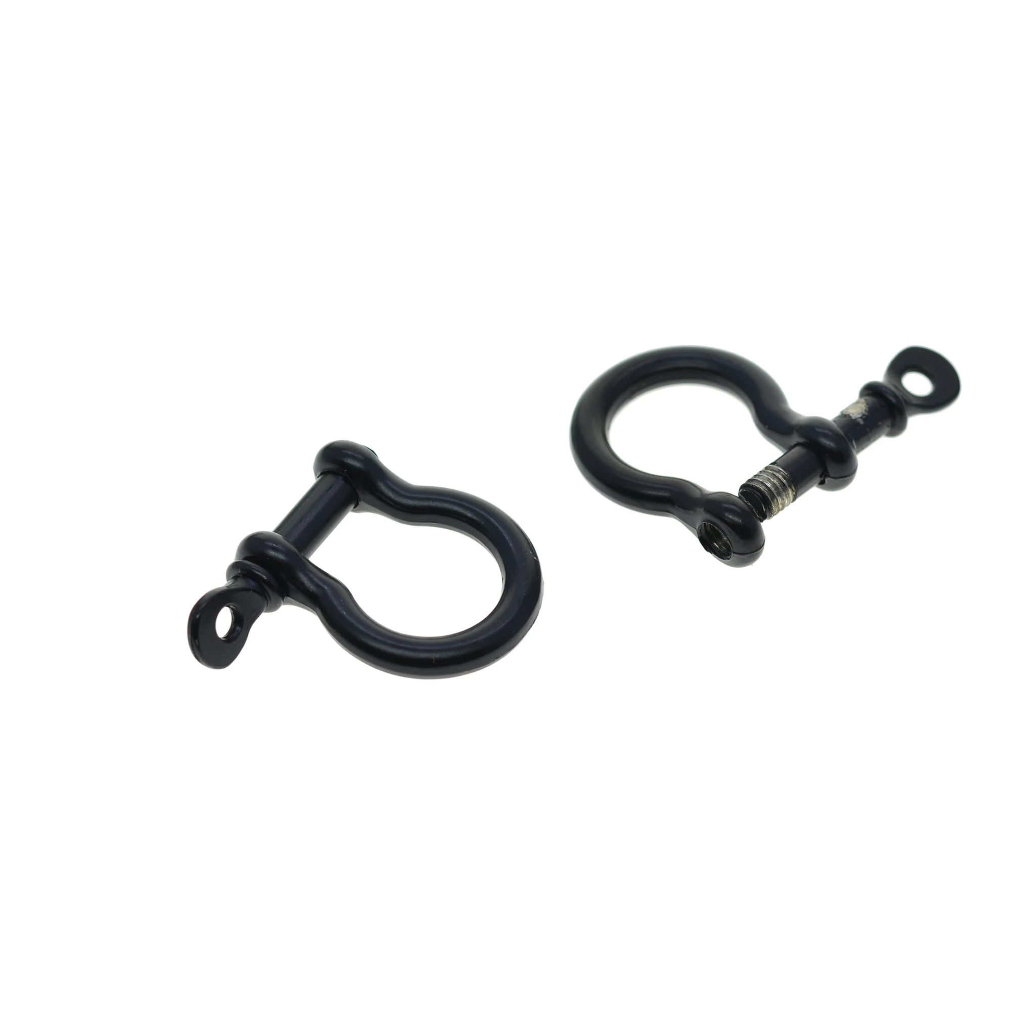wholesale 50 Black alloy screw pin lock U hook shackle leather bangle connector joint horse shoe keychain lanyard FOB EDC DIY