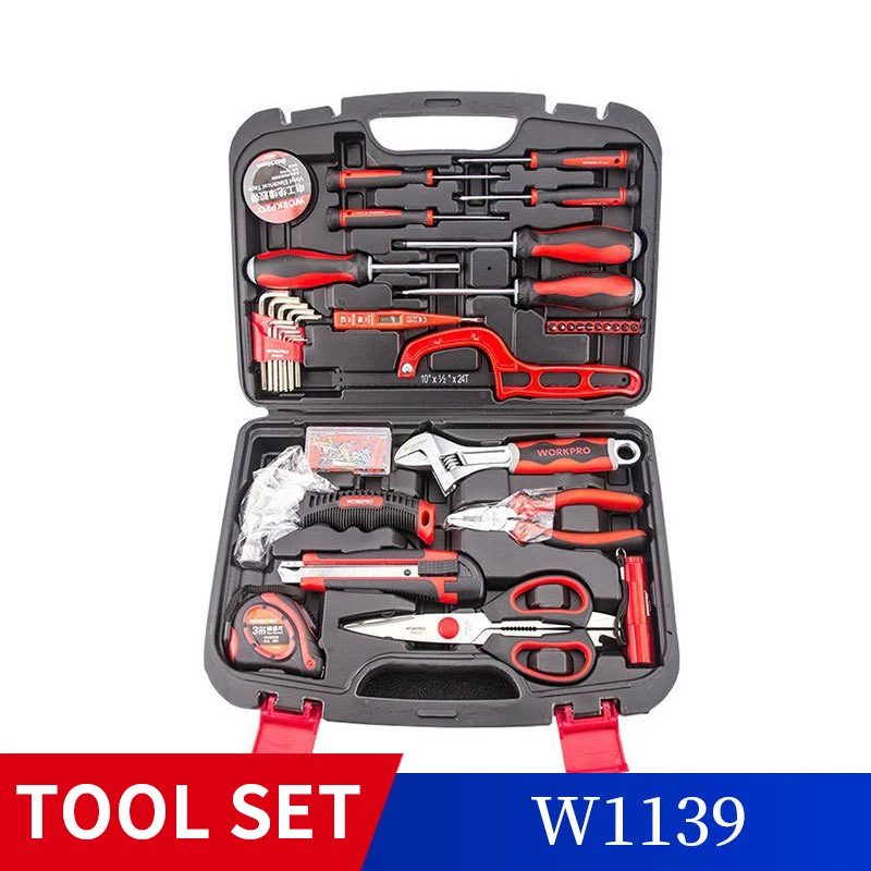 

39-piece/Set Portable Household Tool Kit Auto Repair Tool Box Set Hardware Hand Tool W1139 Multi-function Auto Repair Tool Set