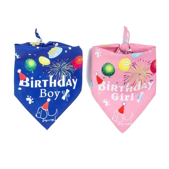 

Birthday Boy and Birthday Girl Dog Bandana Reversible Triangle Dog Bibs Dog Scarves Pet Costume Accessories for Small Medium Dog