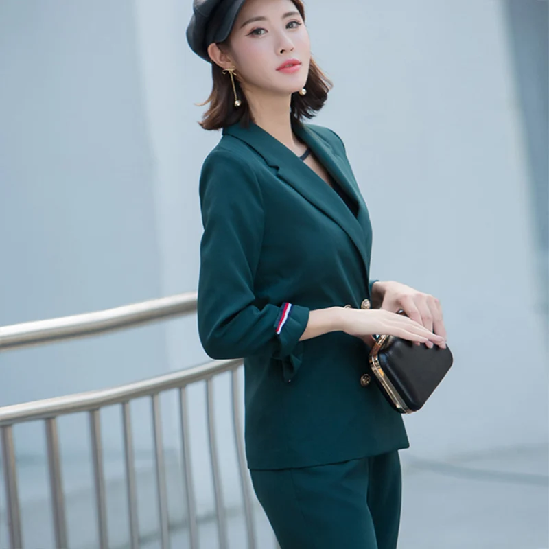 Осенний женский костюм брюки 2 комплекта классическая версия 2019 новая Корейская