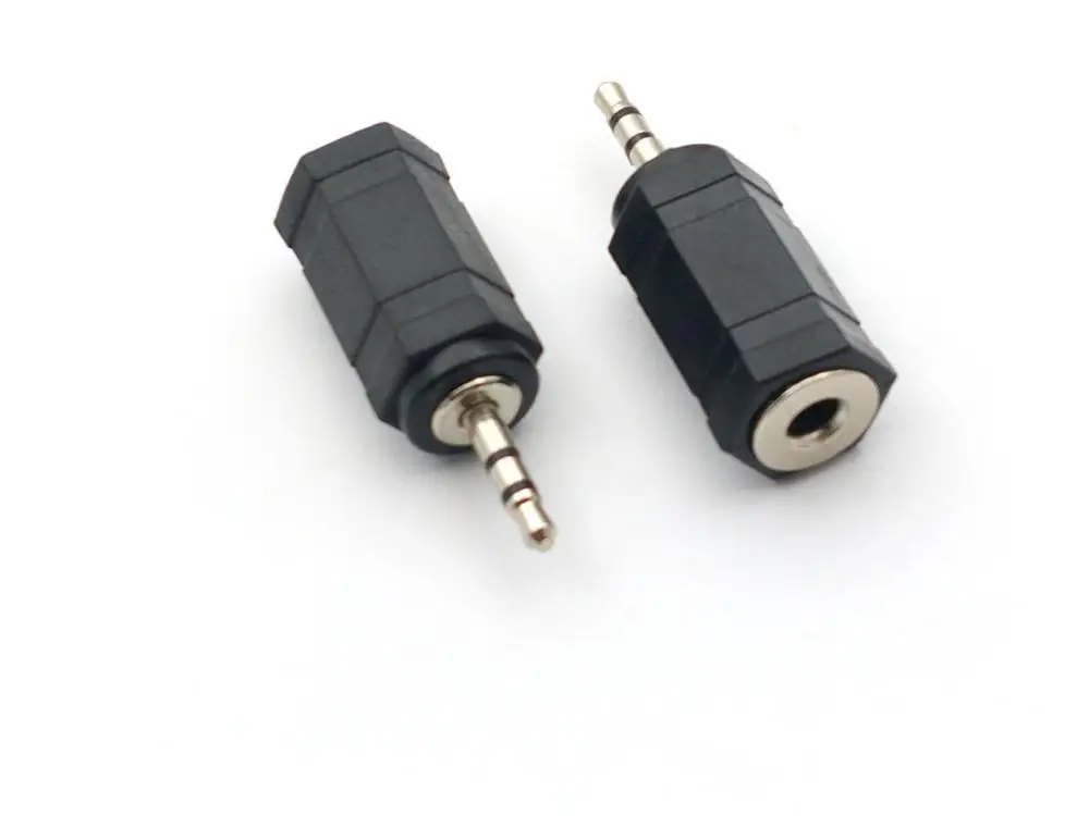 100 pcs High quality 2 5mm Plug to 3 5mm Jack adapter HEADPHONES EARPHONES connector