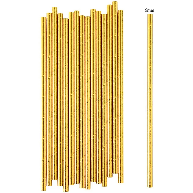 Gold Foil Paper Straws Biodegradable Disposable Party Drinking Straws Pack Of 100 Holiday Celebrations Disposable Straws