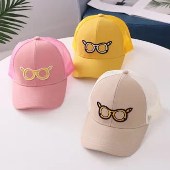 

Baby boys and girls sun hat Children's baseball cap cool glasses kids breathable net mesh cap summer new Korean kids snapback