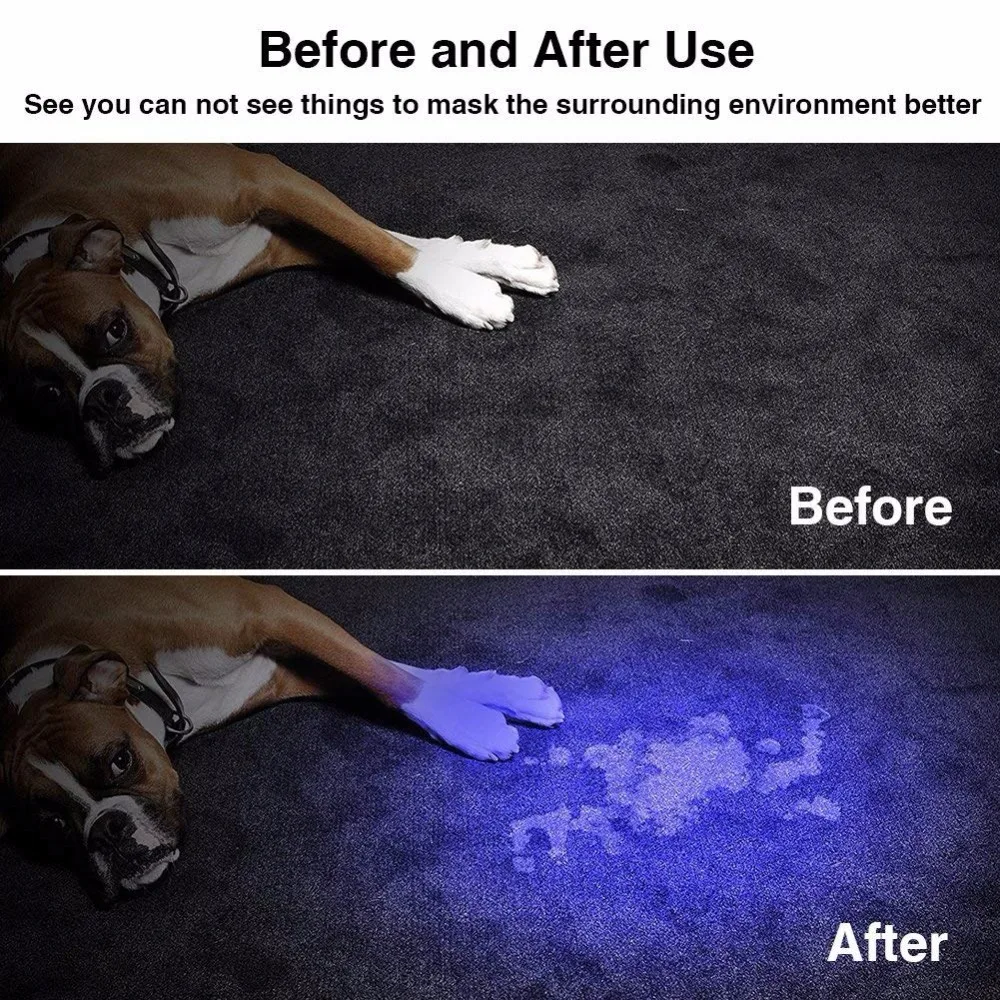 Светодиодный УФ-фонарик 365nm 395nm Blacklight Scorpion UV Light детектор мочи домашних животных масштабируемый Ультрафиолетовый перезаряжаемый наружное освещение