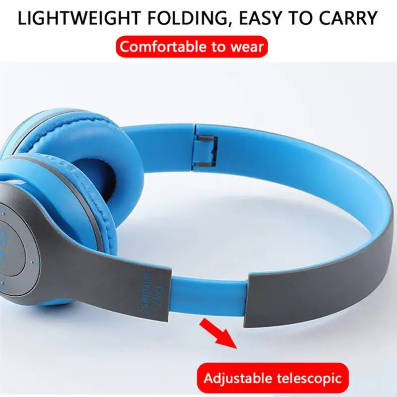 P47 Wireless Bluetooth Stereo Headphones Foldable Over Ear Wireless Headphones Supports TF Memory Card for Andorid