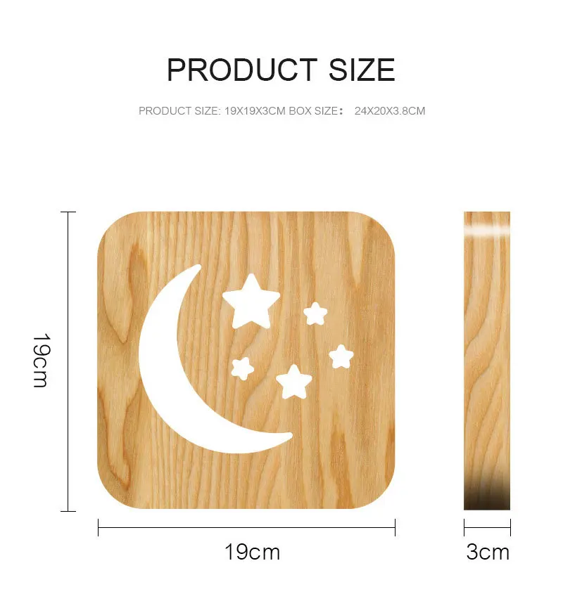 Creative 3D Shadow Wooden LED Night Light Moon Star Luminaria USB Desk Table Lamp For Baby Kids Bedroom Birthday Christmas Gifts  (3)