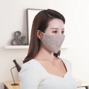 

5pcs Summer Breathable Mask Women Sequin Ice Silk Mouth Mask Reusable Washable Face Masks Cover Non-disposable Mouth-muffle