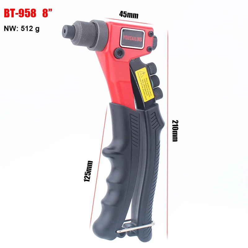 YOUSAILING 8" (200MM) Single Hand Blind Riveter Manual Riveting Tool Rivets Gun BT-958 Rivet Gun Rivet Gun Set