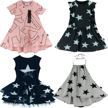 

Irregular Print Girls Dress 2020 New Brand Kids Dresses 100% Cotton Summer 1-10 Years Clothes For Children Costume Hot