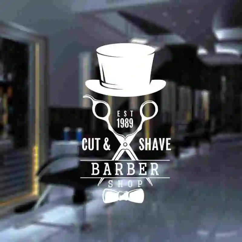Barbershop Sticker Bread Decal Customized Vinyl Wall Art Decor Windows Decoration Haircut Shavers Glass Barber Shop Decals | Дом и сад